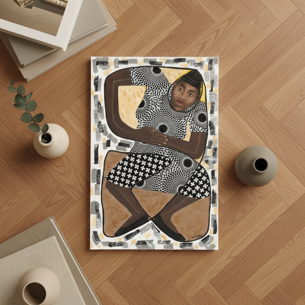 How Low Can You Go canvas print bird's eye view on herringbone floor with ceramics — dance art