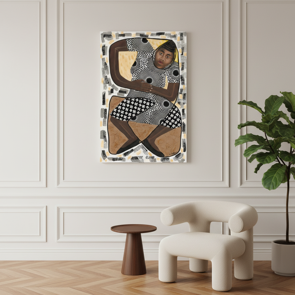 How Low Can You Go canvas print hung on large wainscoting wall with chair and table — dance art