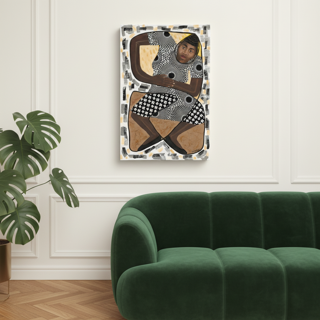 How Low Can You Go canvas print close to sofa with plant on large wall — Caribbean limbo dance art