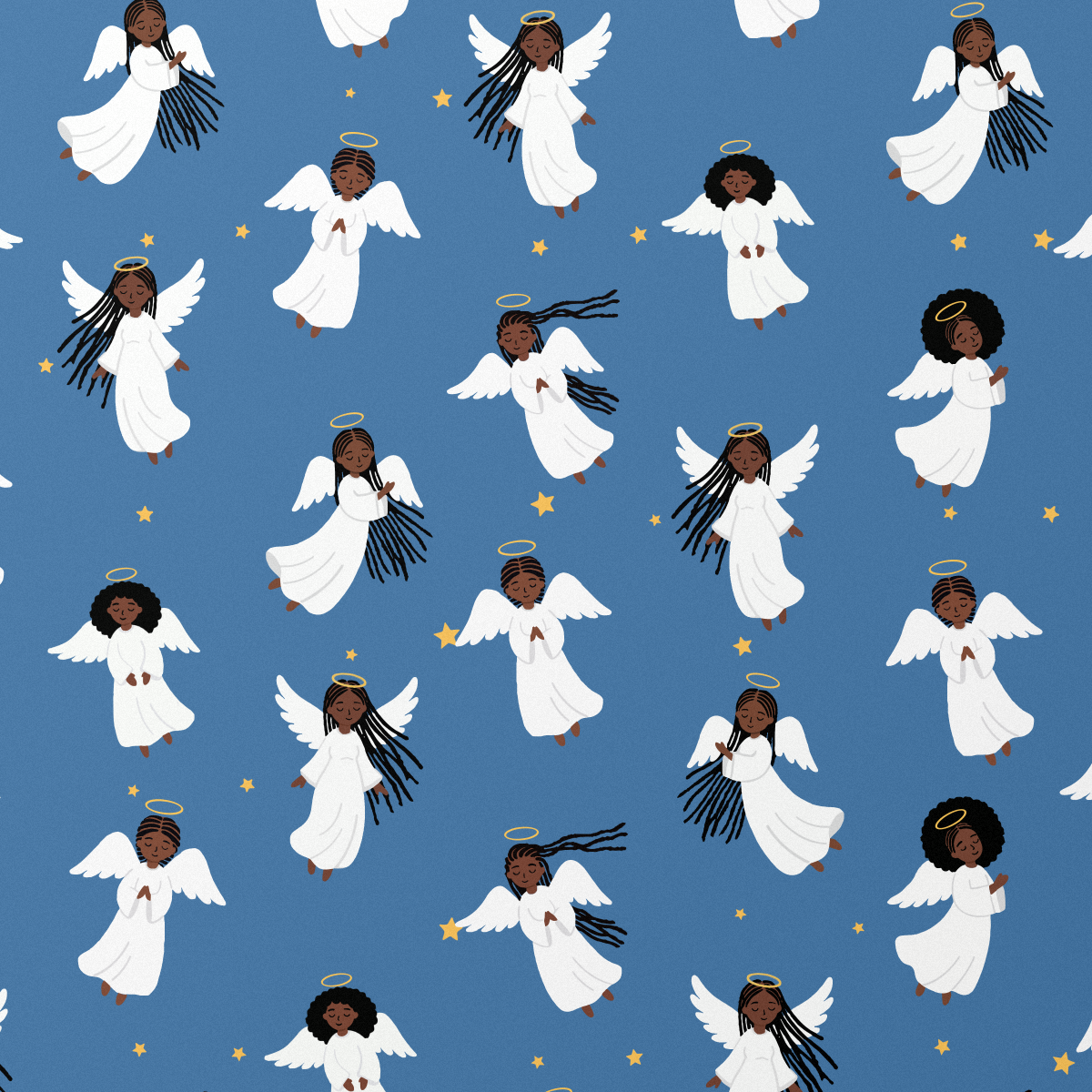 Black Angels wrapping paper, Classic Blue