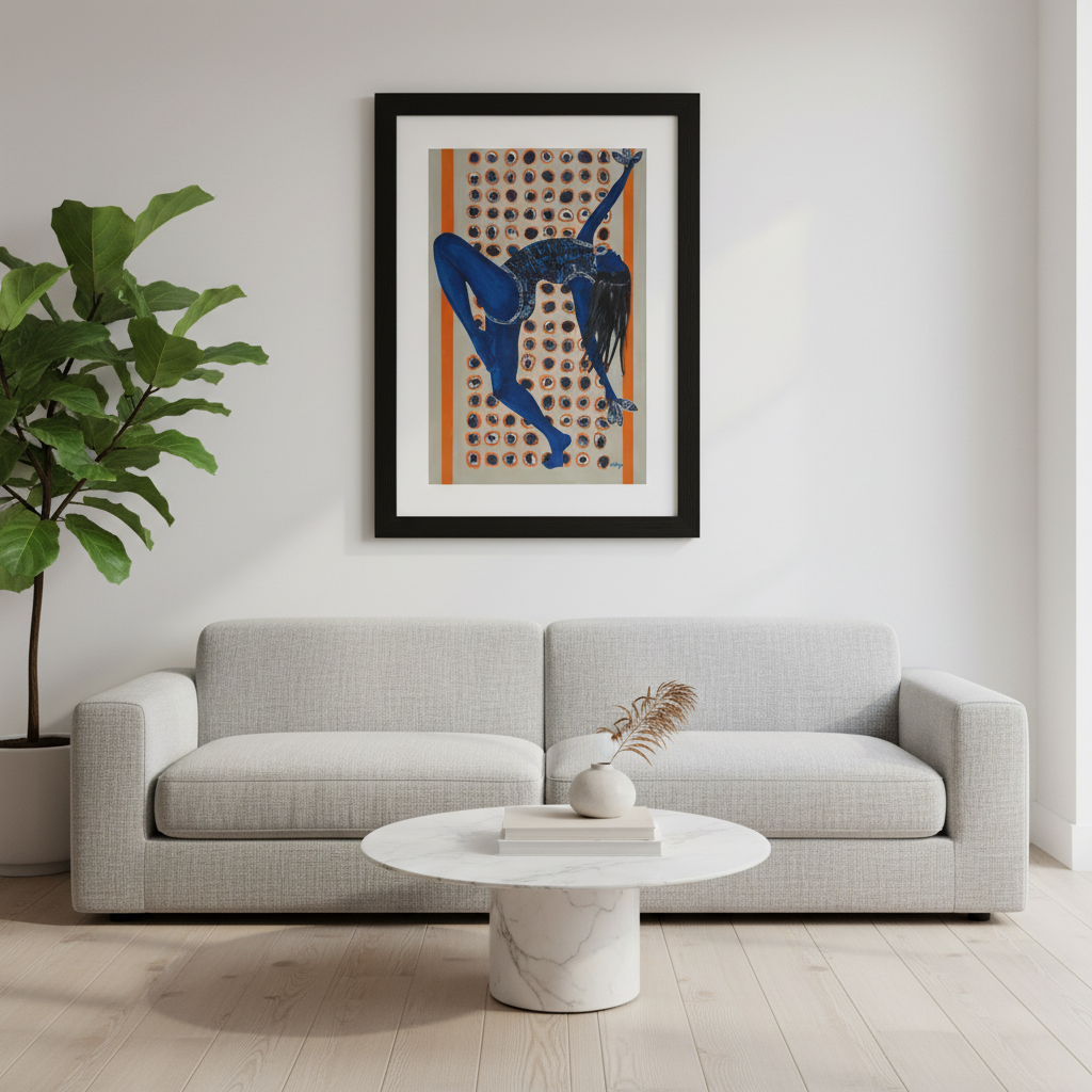 Black Woman Indigo Art Print | African American Wall Decor