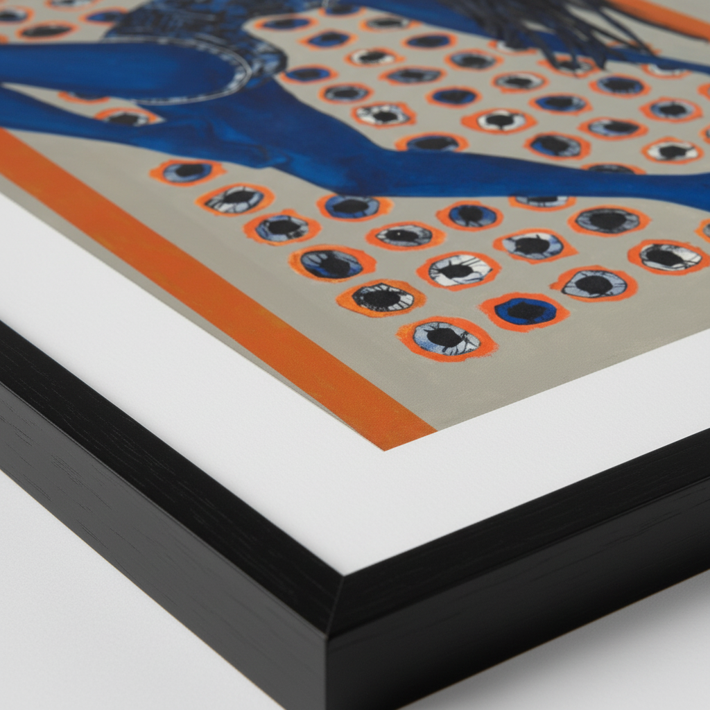 Black Woman Indigo Wall Art | Framed Afrocentric Decor