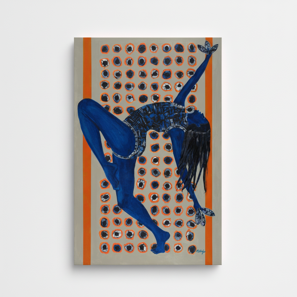 Black Woman Indigo Canvas Wall Art | Afrocentric Home Decor
