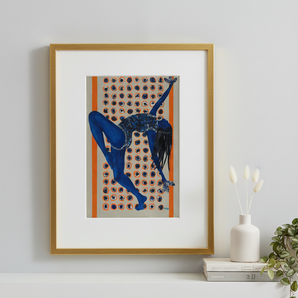 Black Woman Indigo Art Print | African American Wall Decor