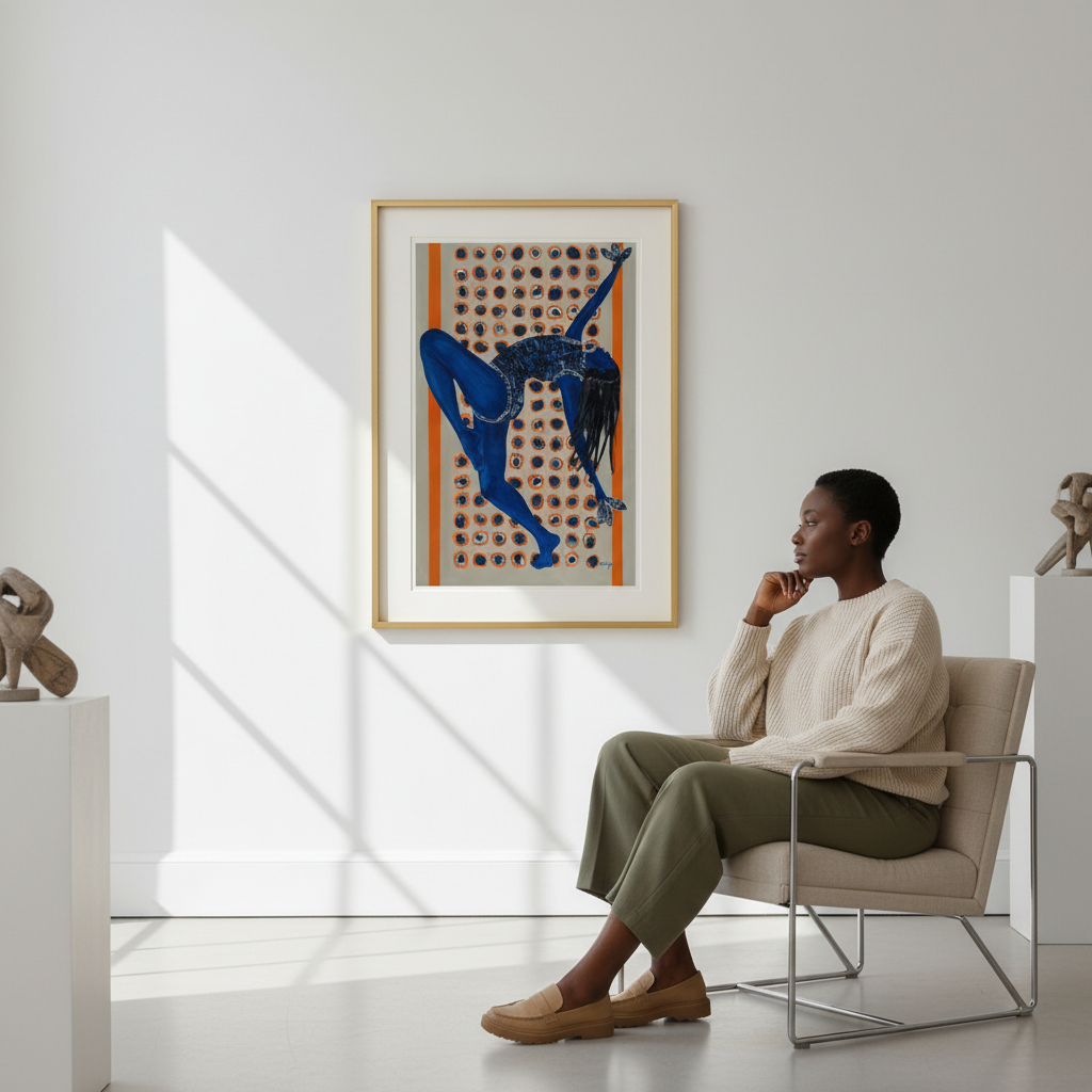 Black Woman Indigo Wall Art | Framed Afrocentric Decor