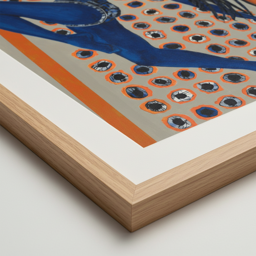 Black Woman Indigo Wall Art | Framed Afrocentric Decor