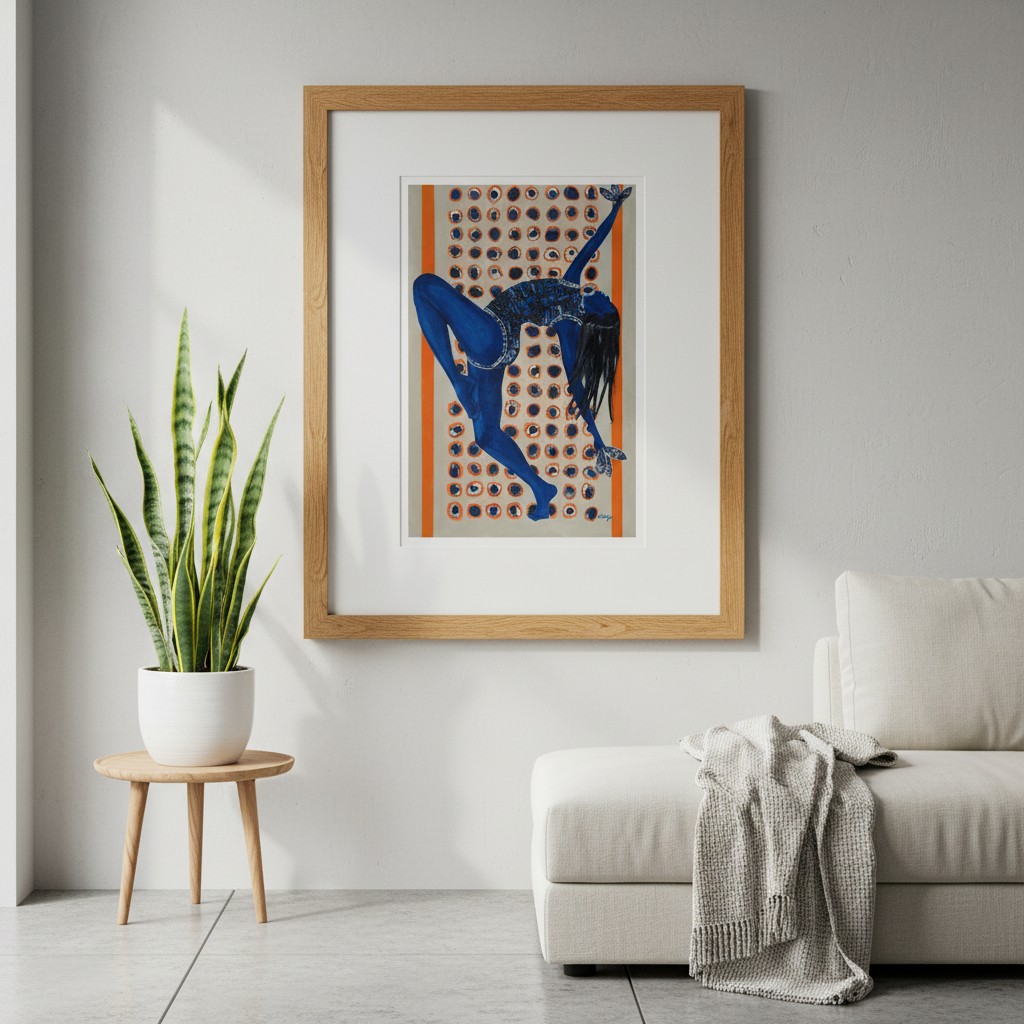 Black Woman Indigo Art Print | African American Wall Decor