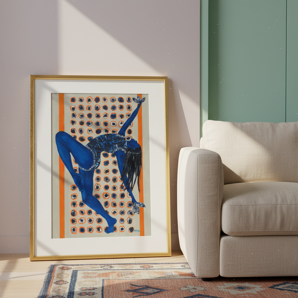 Black Woman Indigo Art Print | African American Wall Decor