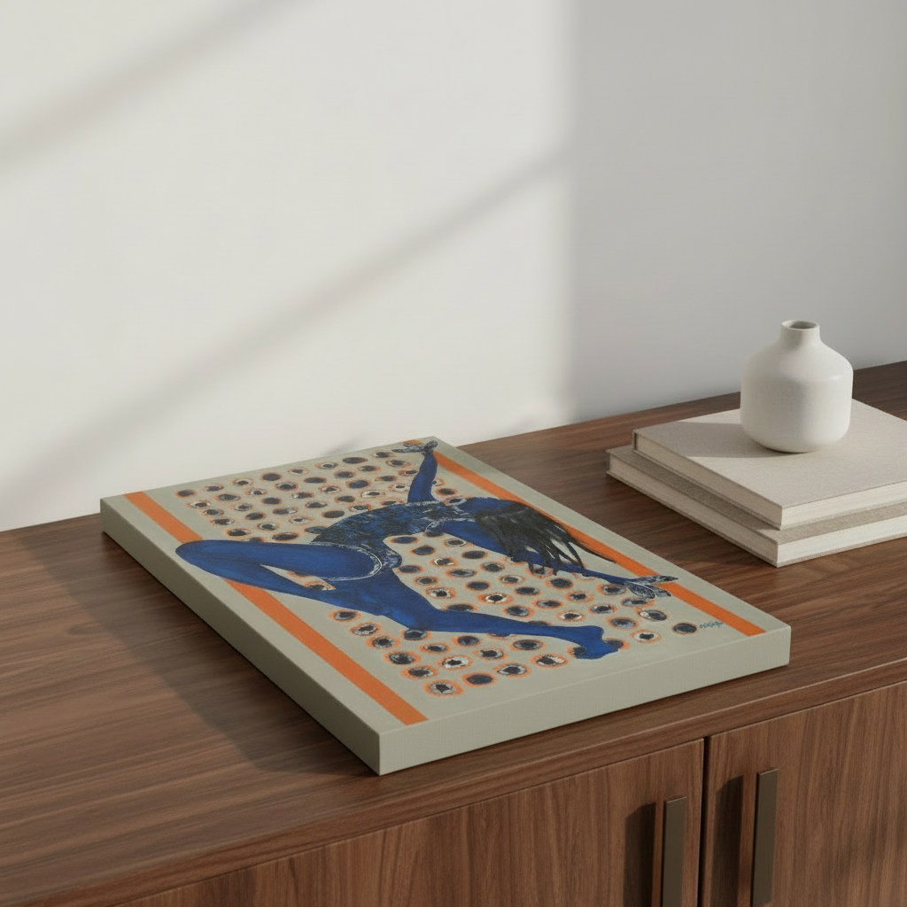 Black Woman Indigo Canvas Wall Art | Afrocentric Home Decor