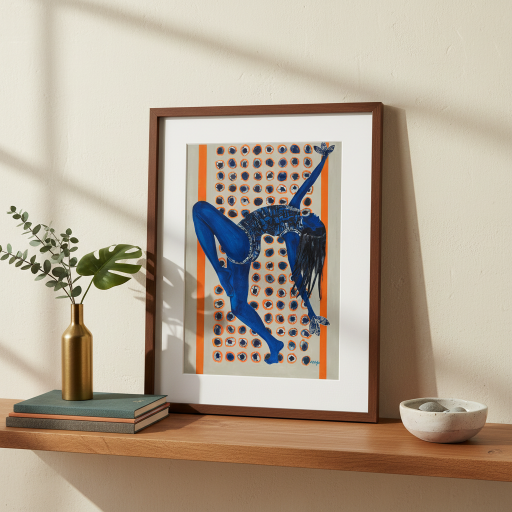 Black Woman Indigo Art Print | African American Wall Decor