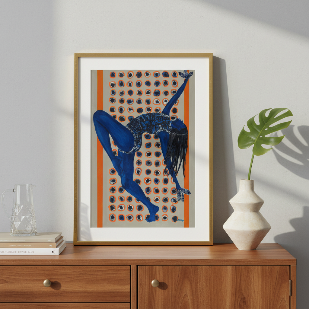 Black Woman Indigo Art Print | African American Wall Decor