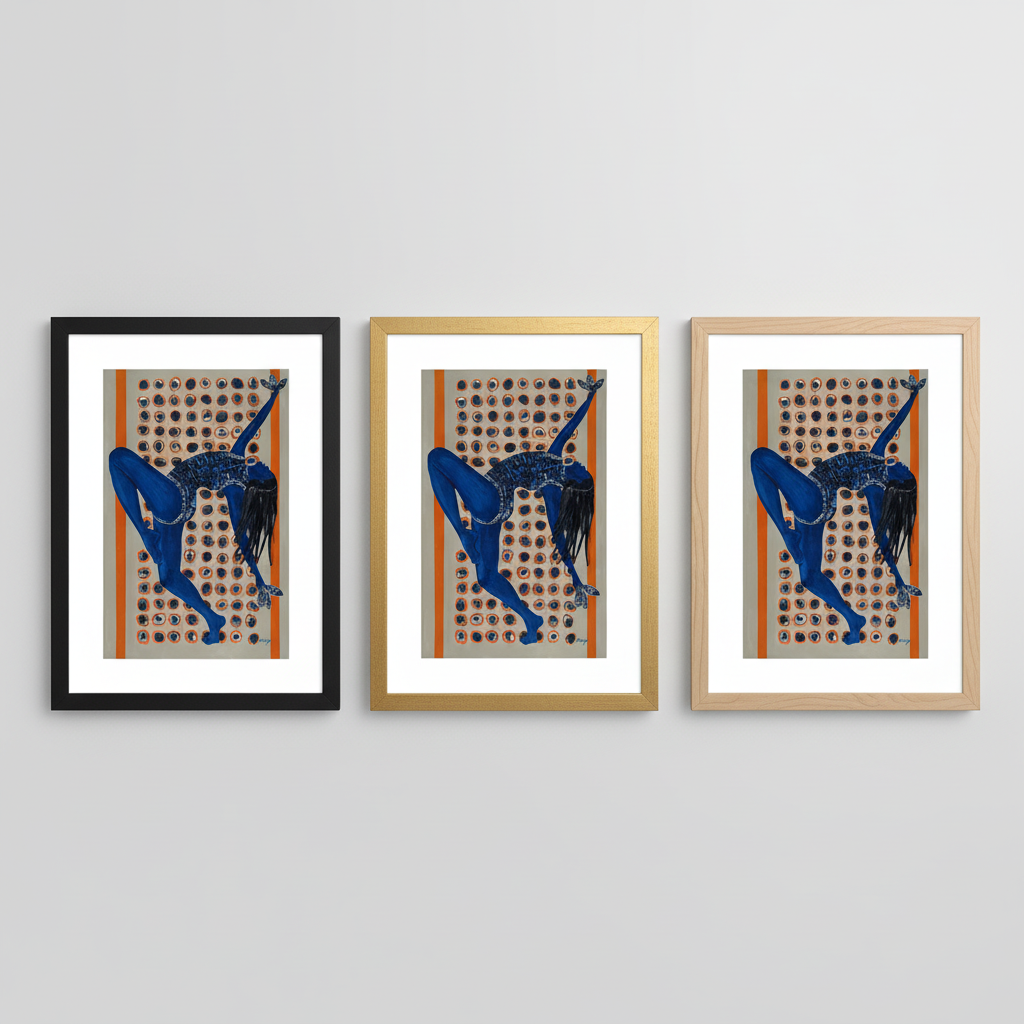 Black Woman Indigo Wall Art | Framed Afrocentric Decor
