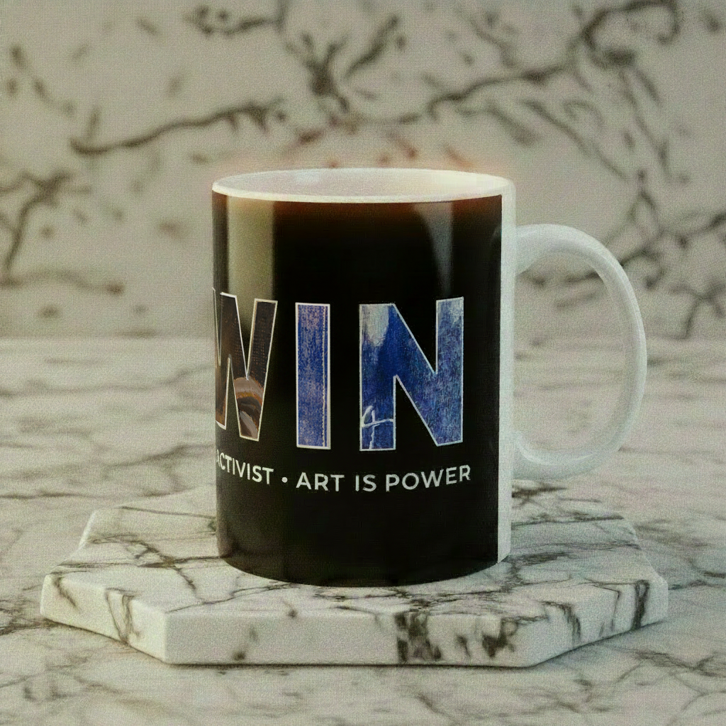 James Baldwin ceramic mug correct spelling on white marble riser — Art Is Power Vol. I | Inkwell Fine Art Prints