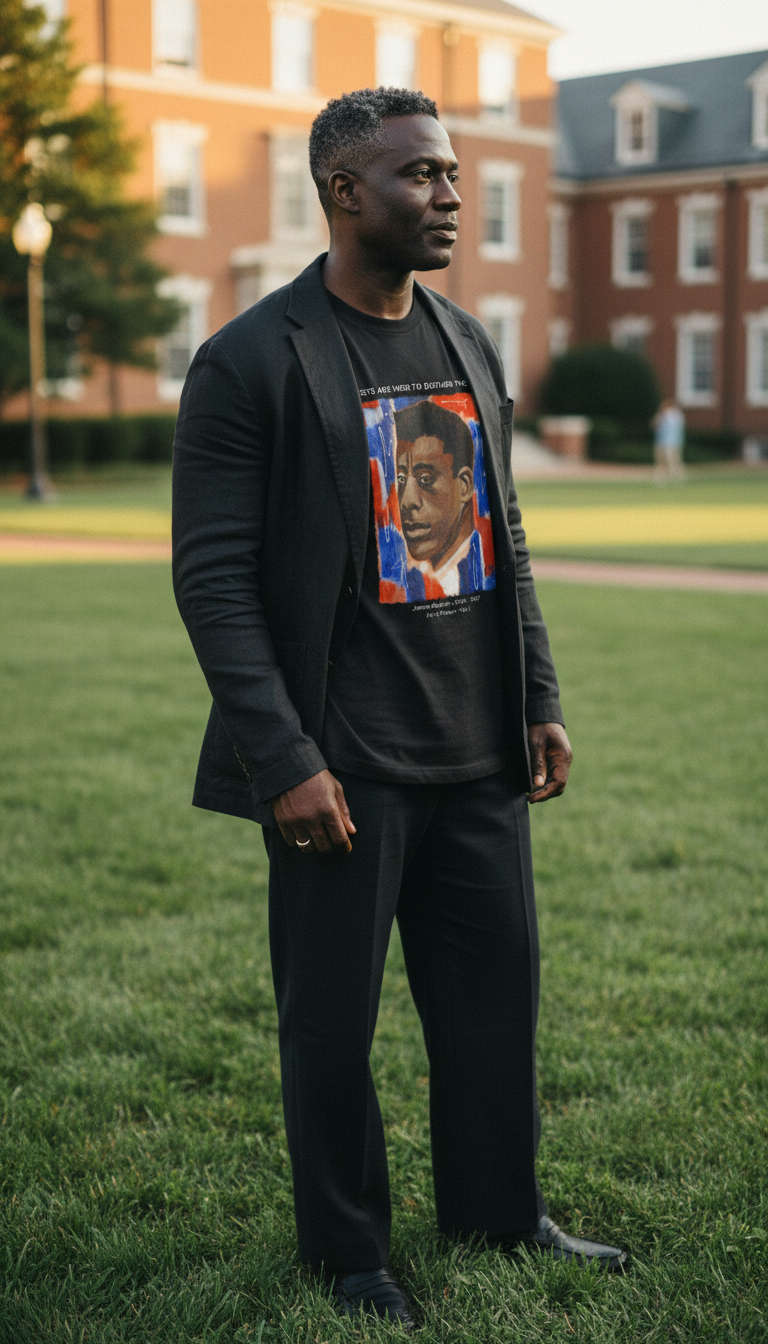 HBCU campus quad — James Baldwin tee story — The Baldwin Set — Art Is Power Vol. I | Inkwell Fine Art Prints