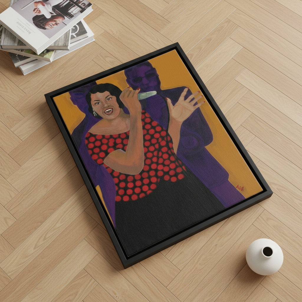 Black Jazz Singer Framed Canvas Wall Art | African American Home Decor