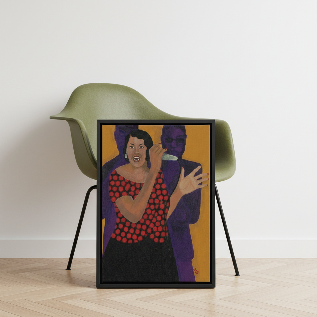 Black Jazz Singer Framed Canvas Wall Art | African American Home Decor