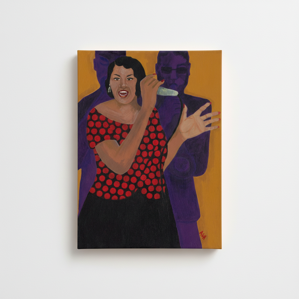 Black Jazz Singer Framed Canvas Wall Art | African American Home Decor