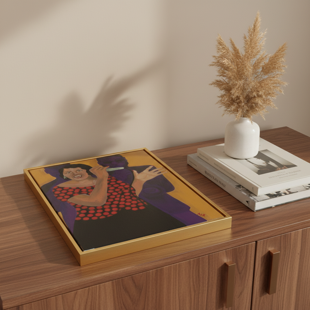 Black Jazz Singer Framed Canvas Wall Art | African American Home Decor