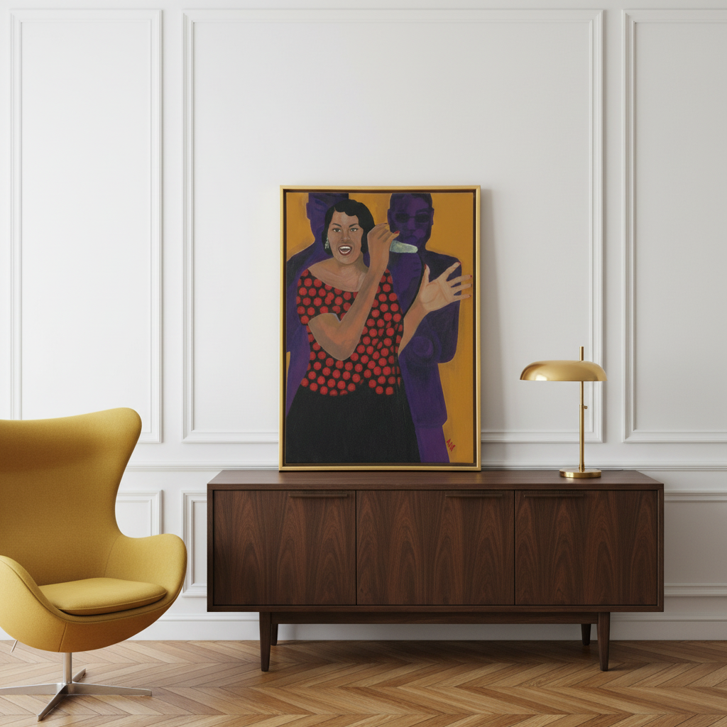 Black Jazz Singer Framed Canvas Wall Art | African American Home Decor