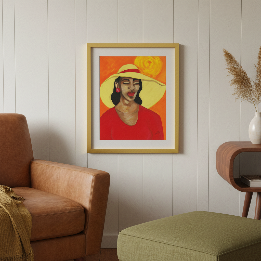 Black Woman Red Dress Art Print | African American Wall Decor
