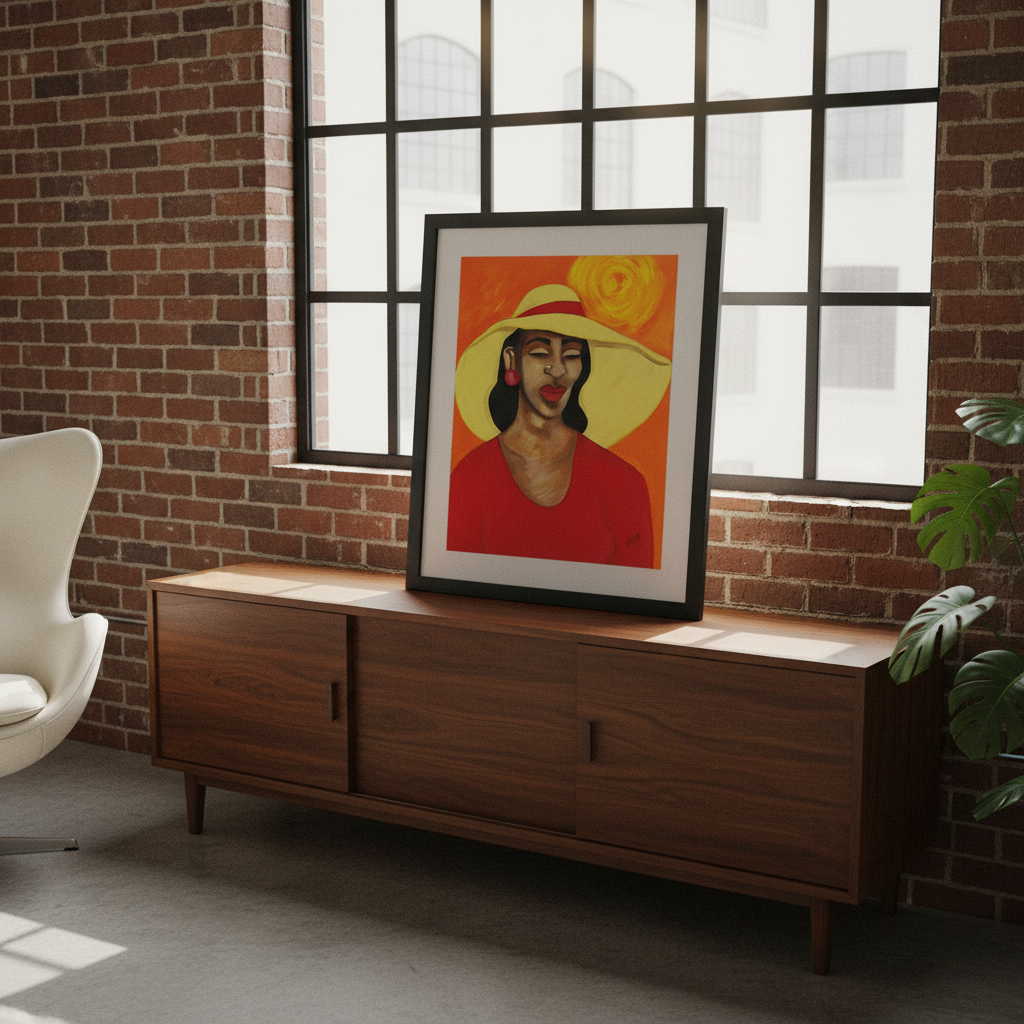 Black Woman Red Dress Art Print | African American Wall Decor