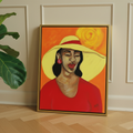 Black Woman Framed Canvas Wall Art (Church Hat) | African American Home Decor