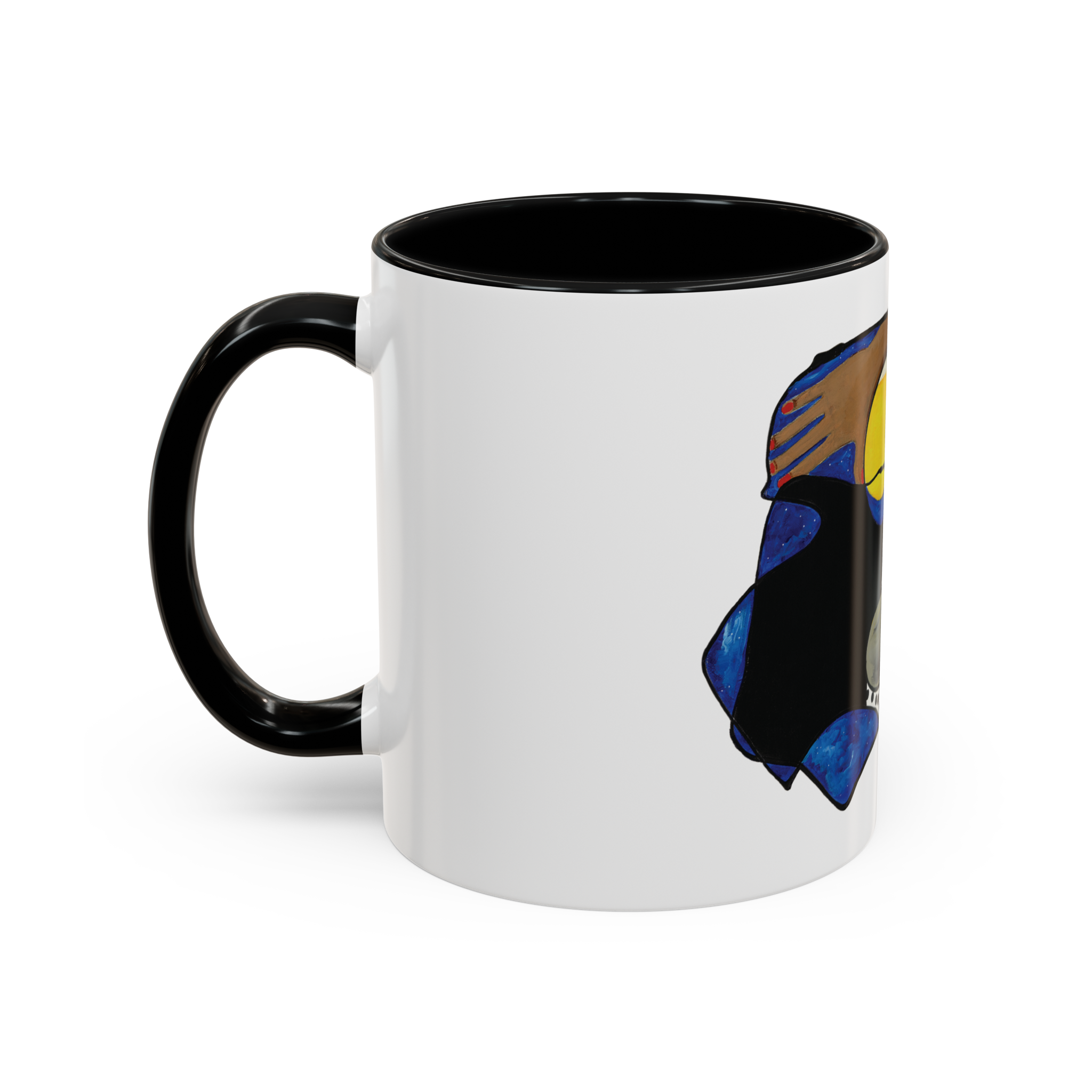 One with the Universe Cosmic Art Mug - Spiritual Black Woman Art Ceramic Mug - Celestial Gift