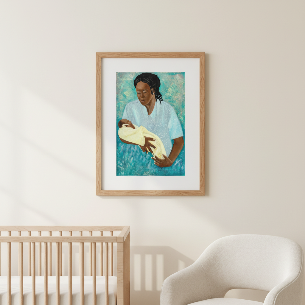 Loving Arms — Framed Print, Natural Wood