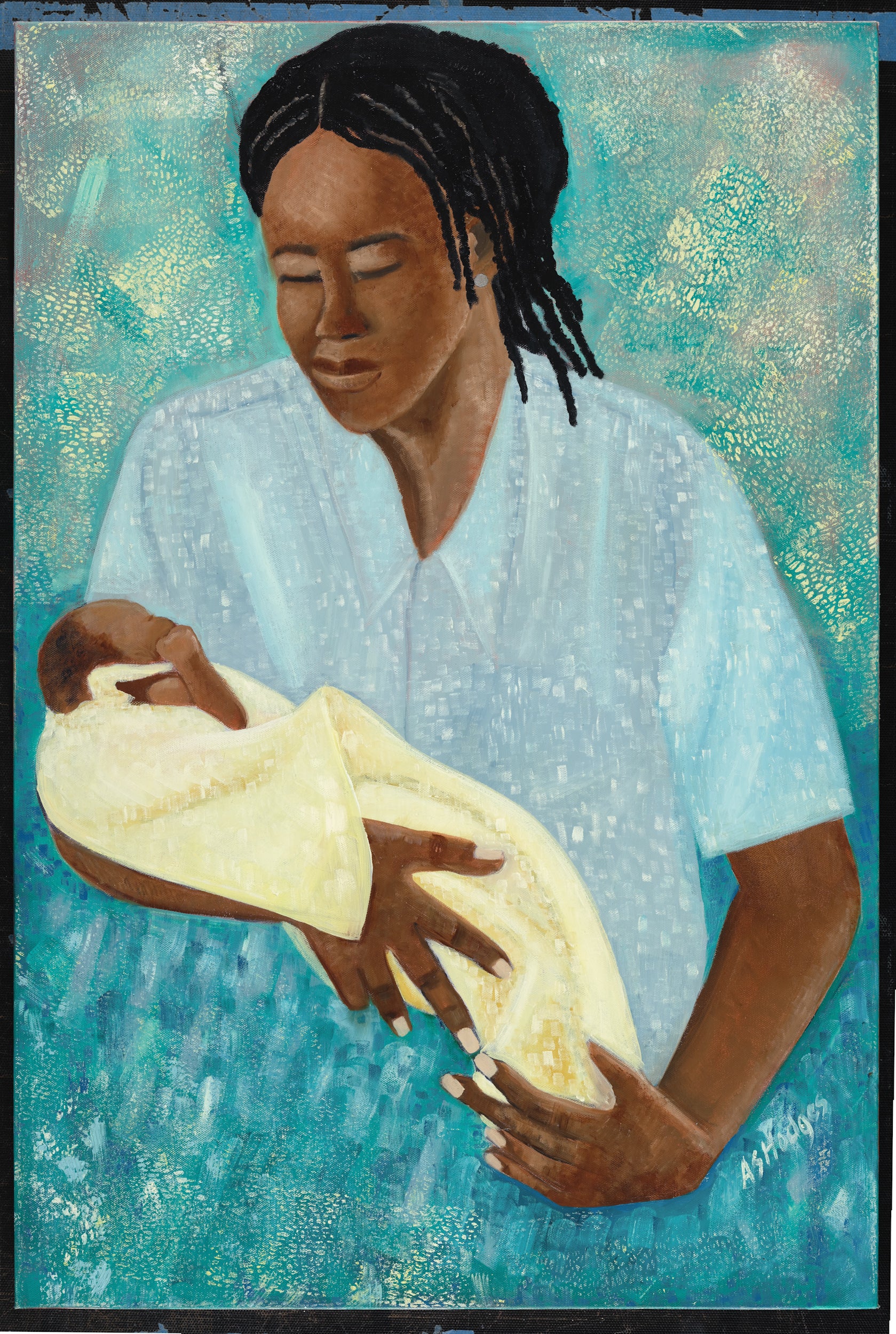 Loving Arms | Original Acrylic Painting |Portrait of Black Motherhood