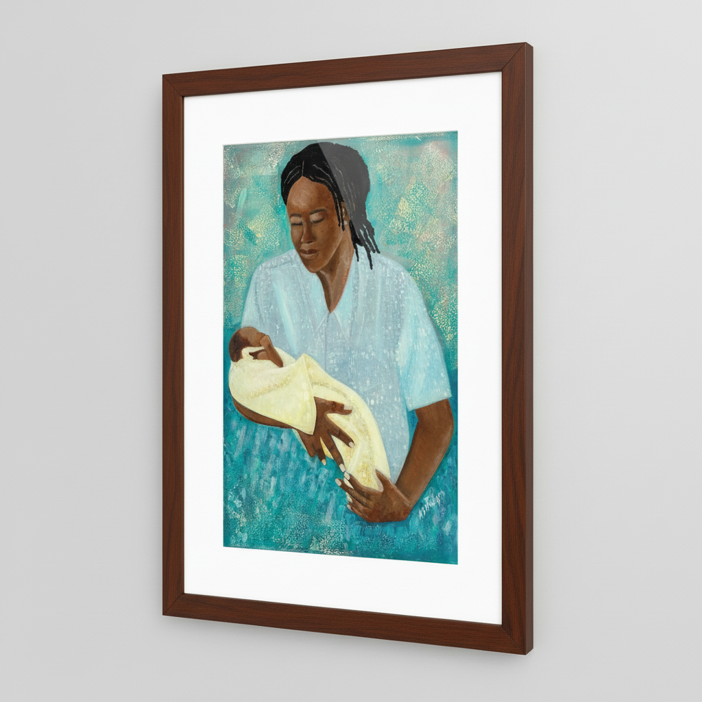 Loving Arms — Framed Print, Espresso