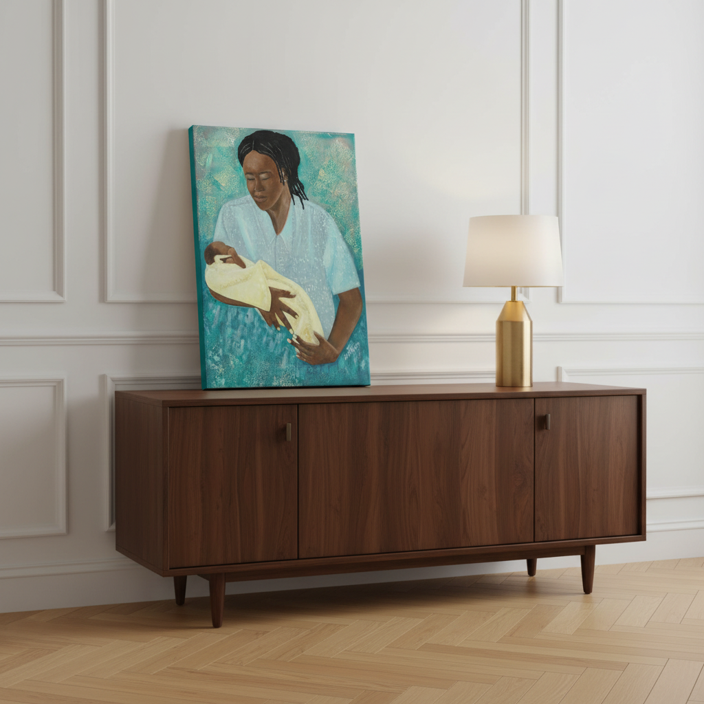 Black Mother and Child Canvas Wall Art | African American Home Decor