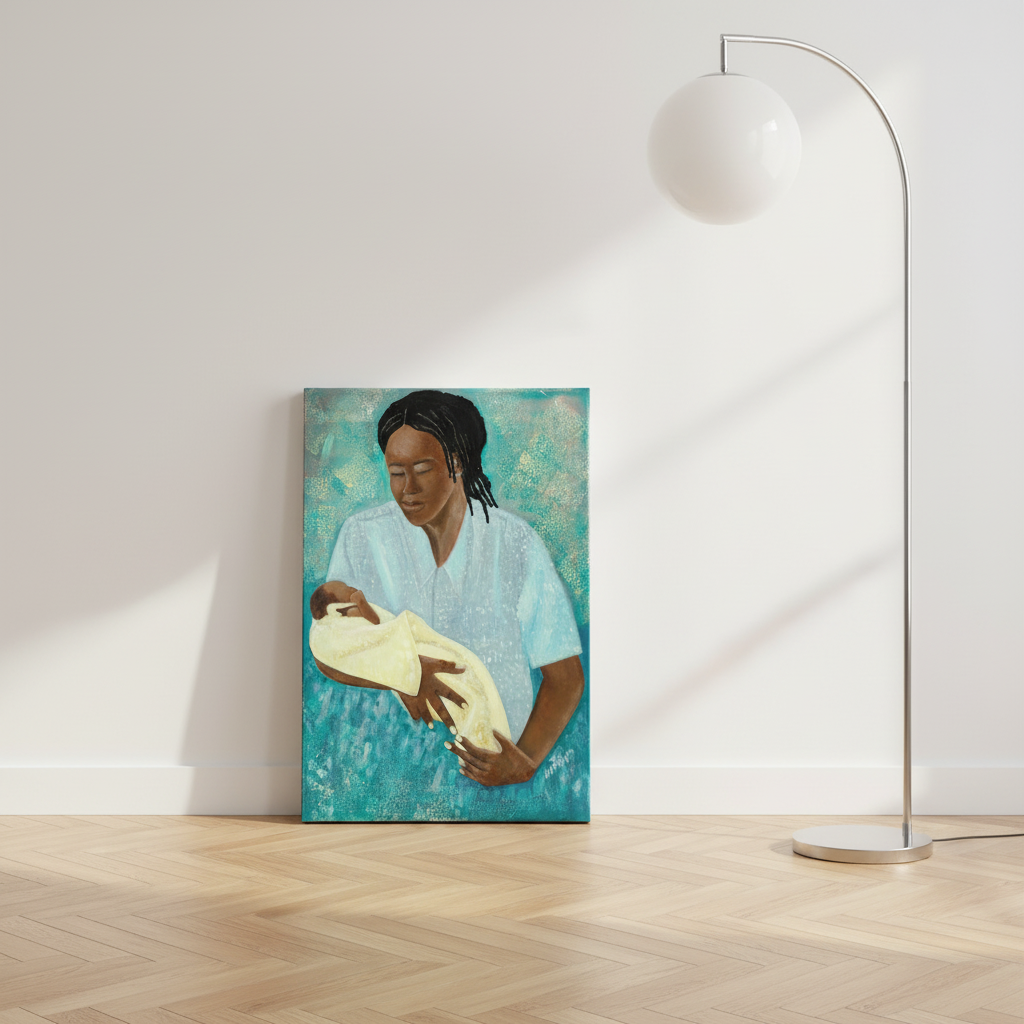 Black Mother and Child Canvas Wall Art | African American Home Decor