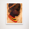 Mariama fine art print — full artwork image of an African girl portrait with beaded jewelry