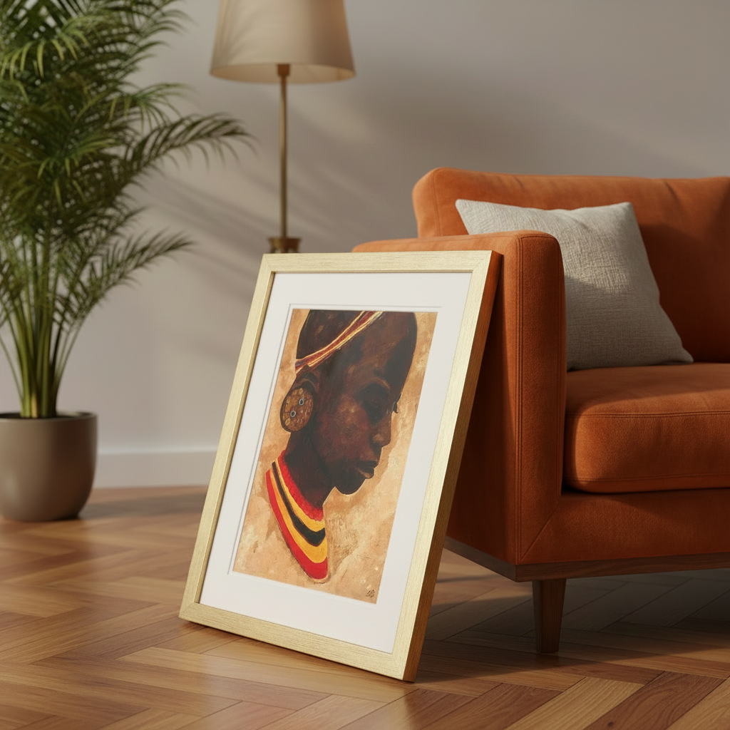 African Girl Portrait Wall Art | Framed Afrocentric Decor