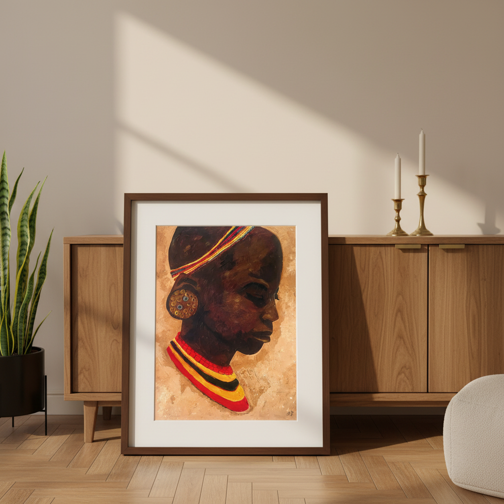 African Girl Portrait Wall Art | Framed Afrocentric Decor