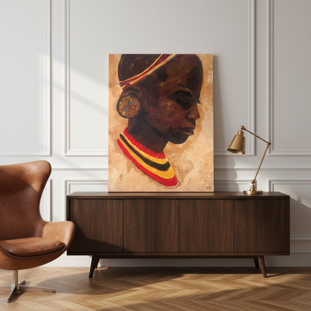 African Girl Portrait Canvas Wall Art | Afrocentric Decor