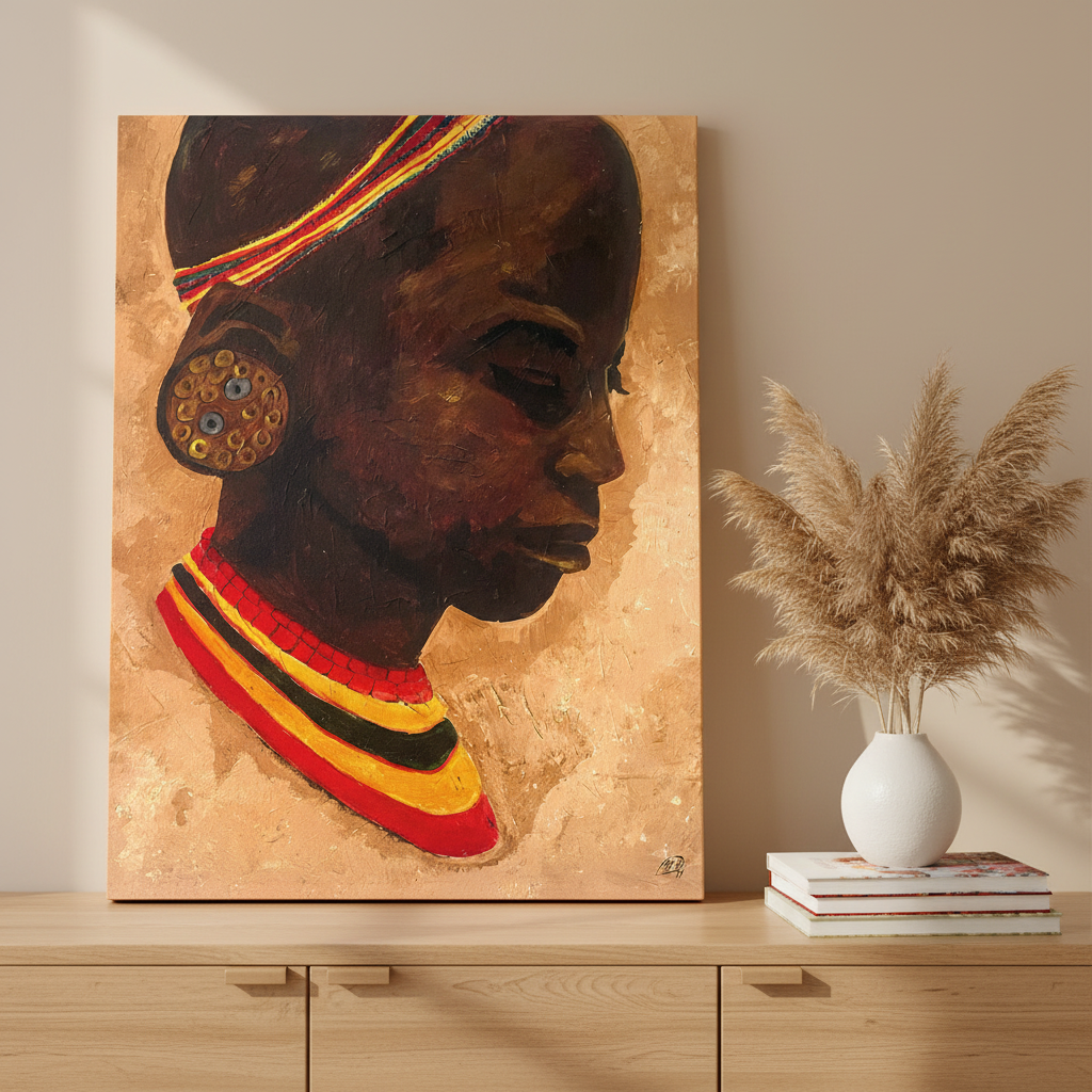 African Girl Portrait Canvas Wall Art | Afrocentric Decor