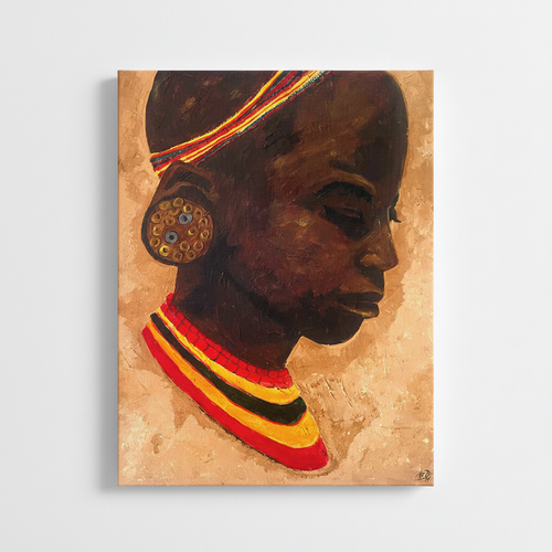 African Girl Portrait Canvas Wall Art | Afrocentric Decor