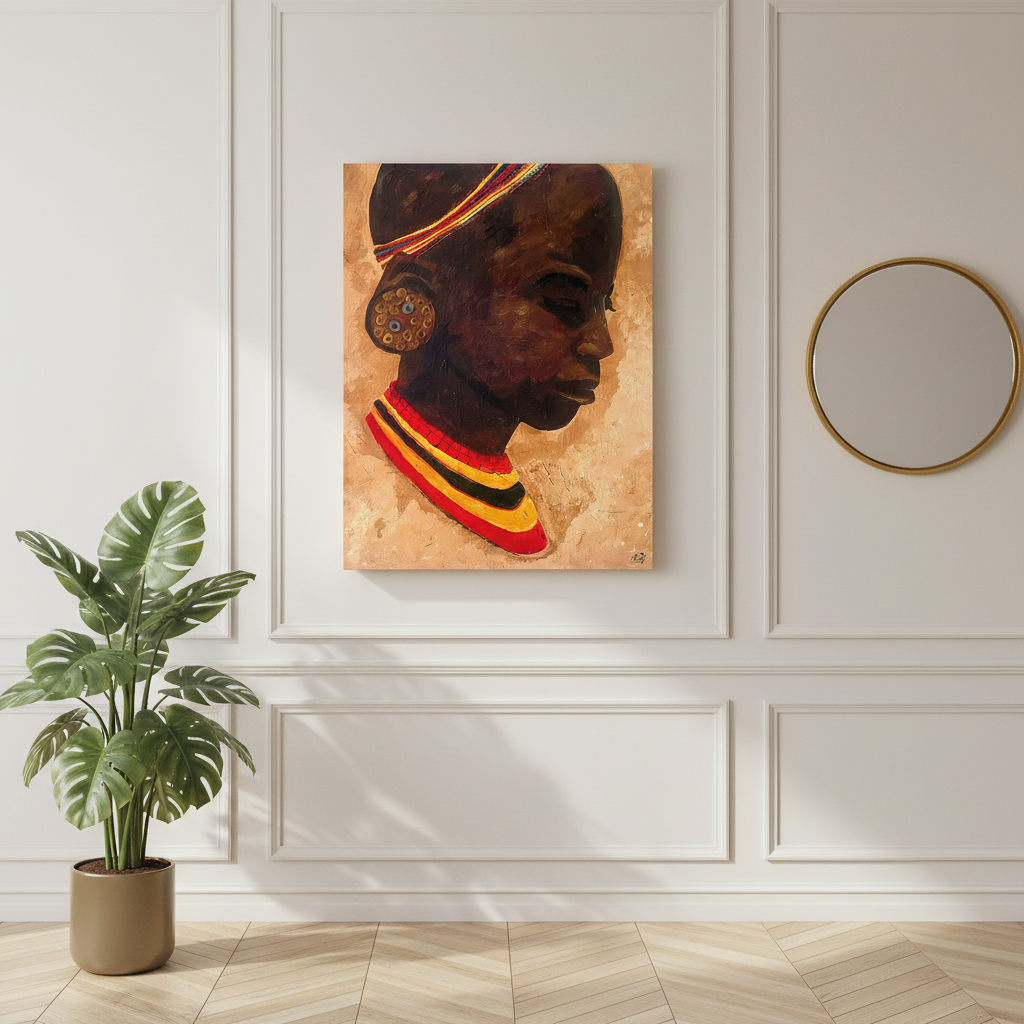 African Girl Portrait Canvas Wall Art | Afrocentric Decor