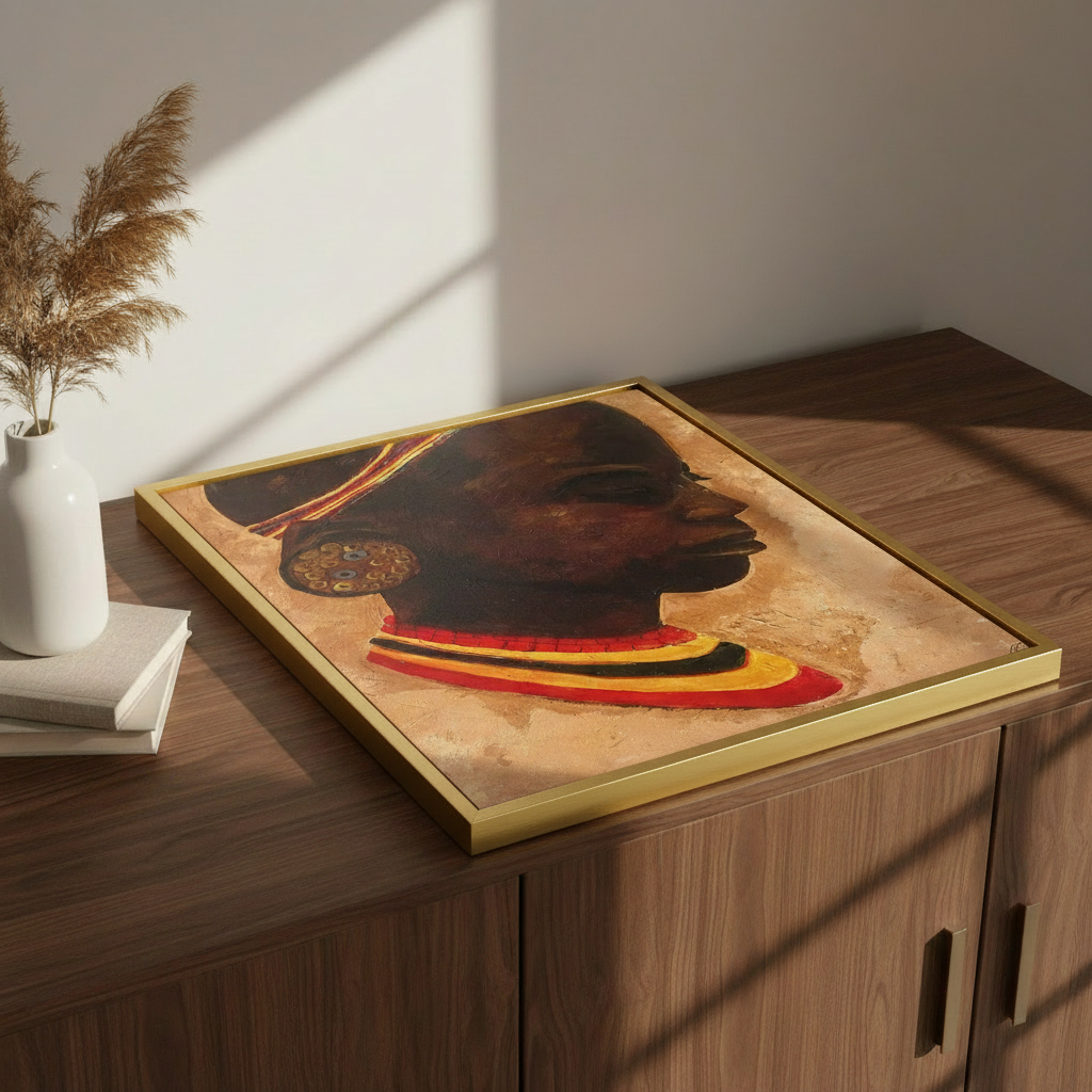 African Girl Portrait Framed Canvas Wall Art | Afrocentric Decor