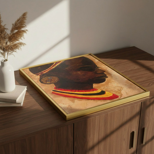 African Girl Portrait Framed Canvas Wall Art | Afrocentric Decor