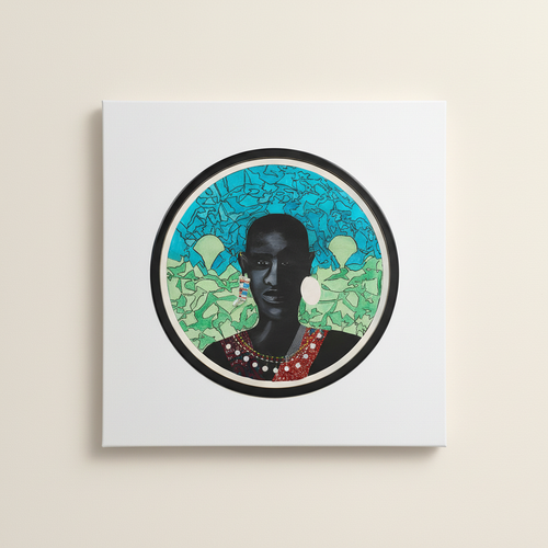 Maasai Warrior stretched canvas print — full artwork image of Maasai warrior portrait on canvas