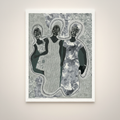Mirror Mirror giclee print — full artwork image of Black diaspora ancestral figures on white paper
