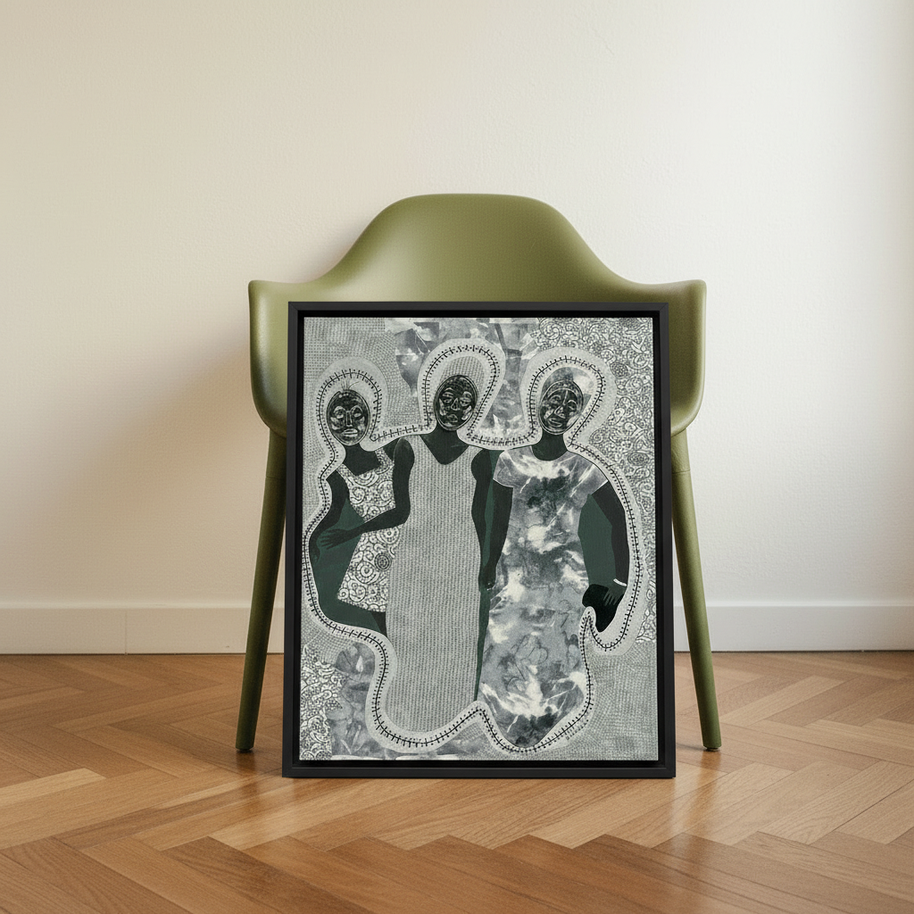 Ancestral Mask Framed Canvas Wall Art | African American Decor