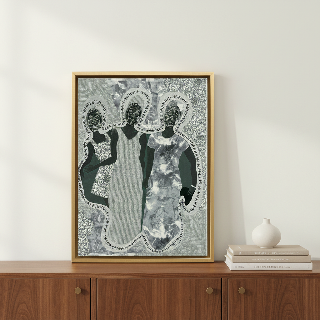 Ancestral Mask Framed Canvas Wall Art | African American Decor