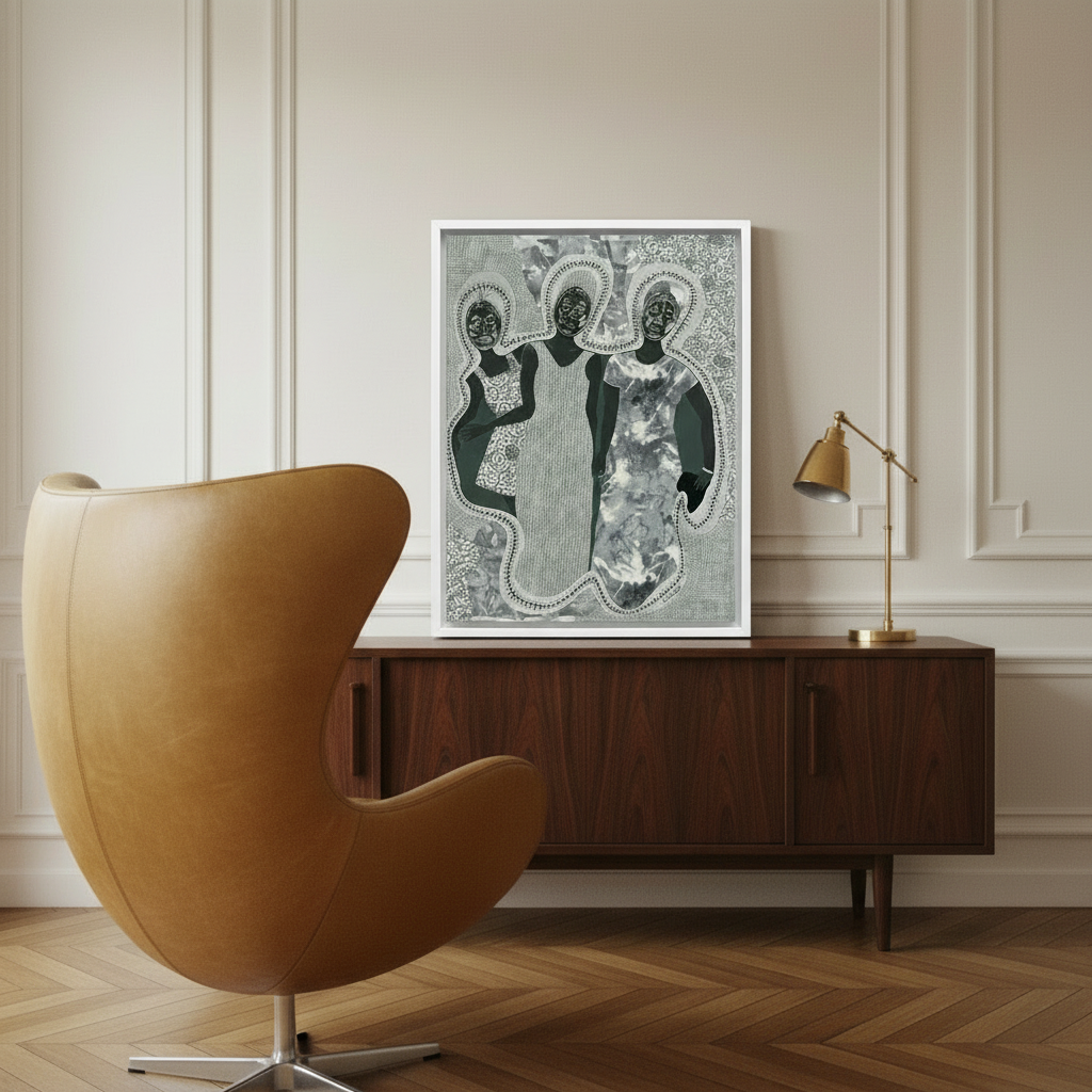 Ancestral Mask Framed Canvas Wall Art | African American Decor