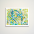 Motion in Teal abstract dance art print — full artwork image on white cotton paper showing teal figure in motion