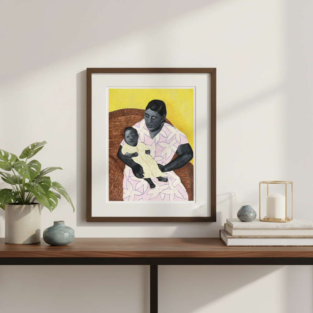 Black Mother and Child Art Print | African American Family Wall Decor