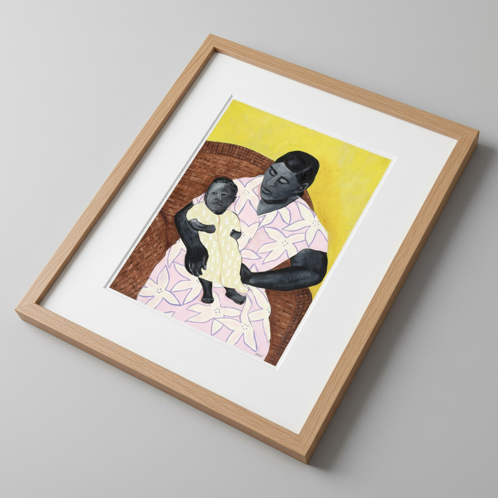 Black Mother and Child Art Print | African American Family Wall Decor