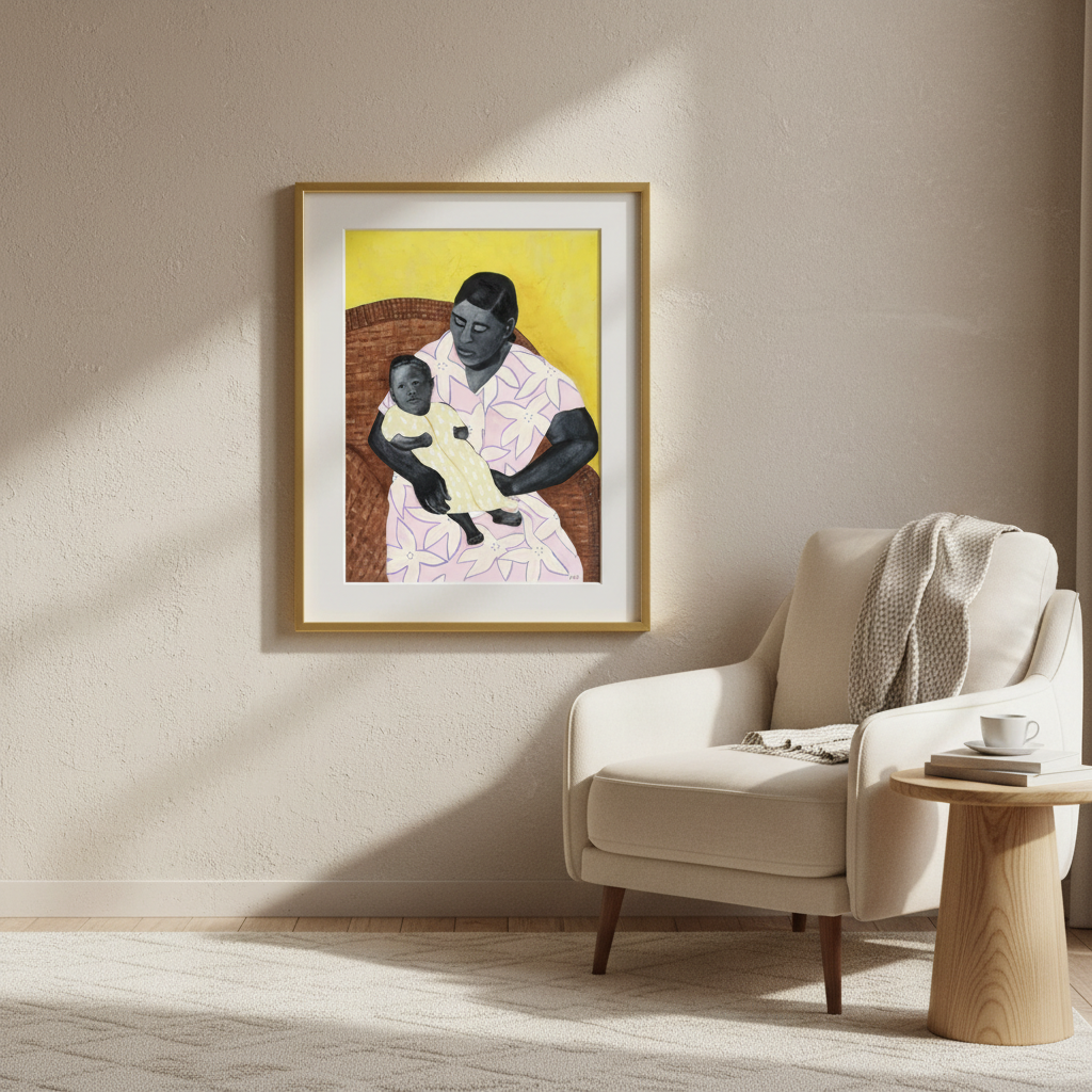 Black Mother and Child Art Print | African American Family Wall Decor